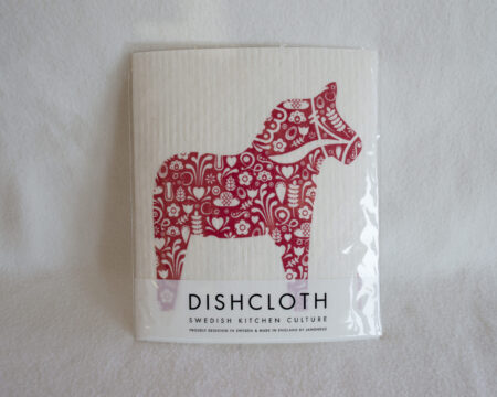 Swedish Dishcloth, red patterned Dala horse