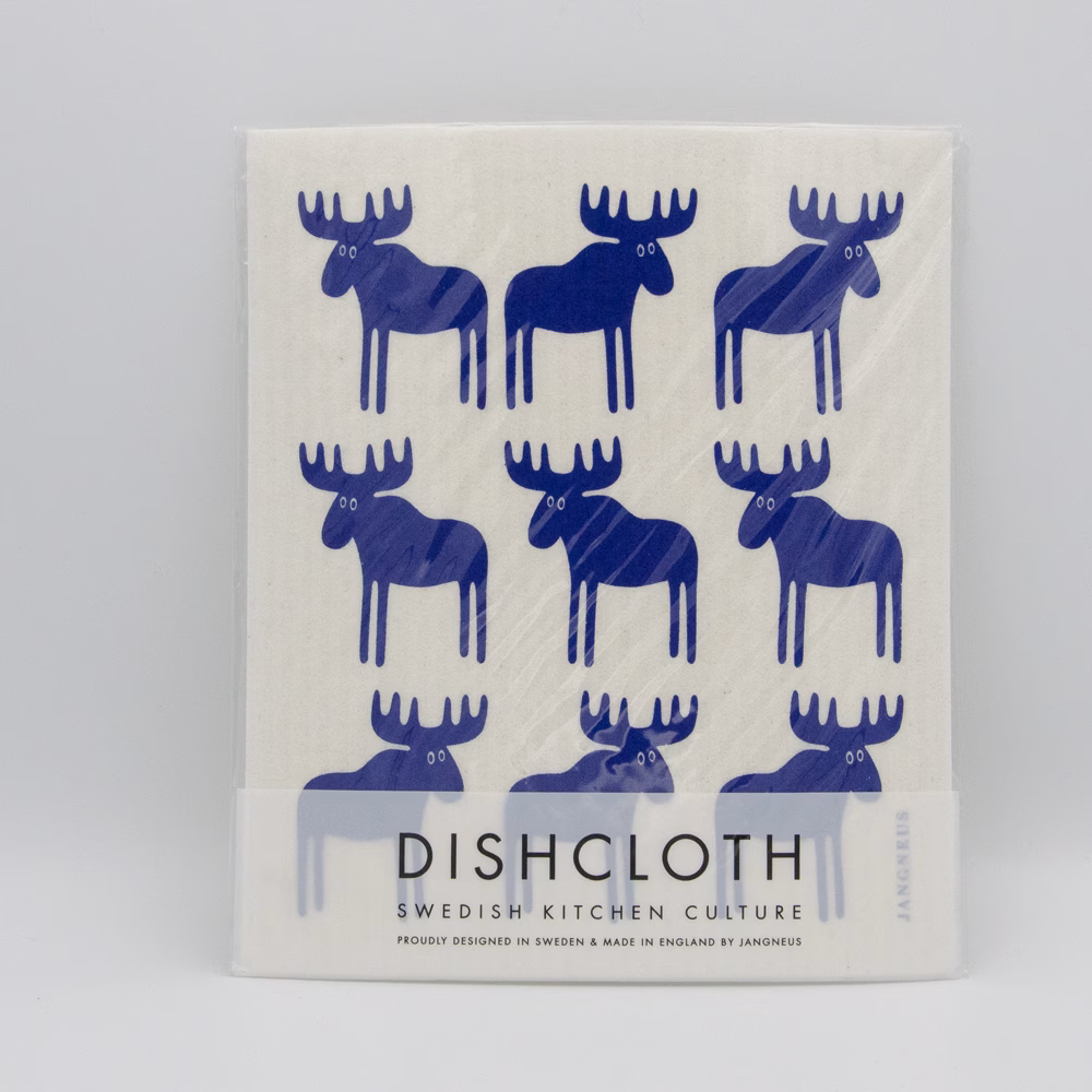 Swedish Dishcloth, blue moose