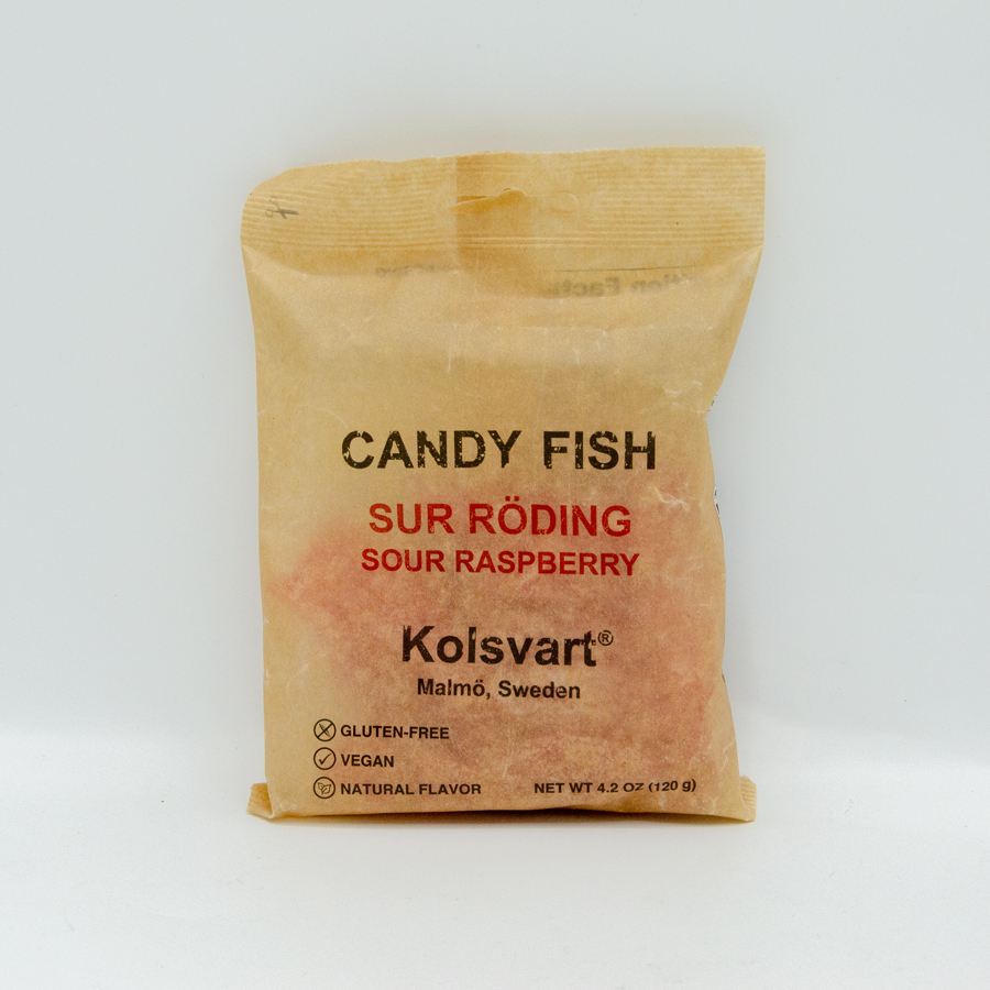 Kolsvart Sur Röding, sour raspberry fish