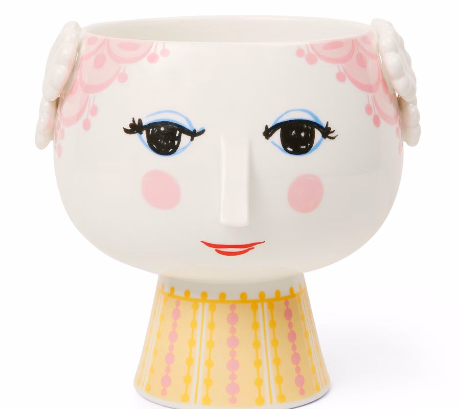 Lady With Hat Vase, pink/yellow - Image 2