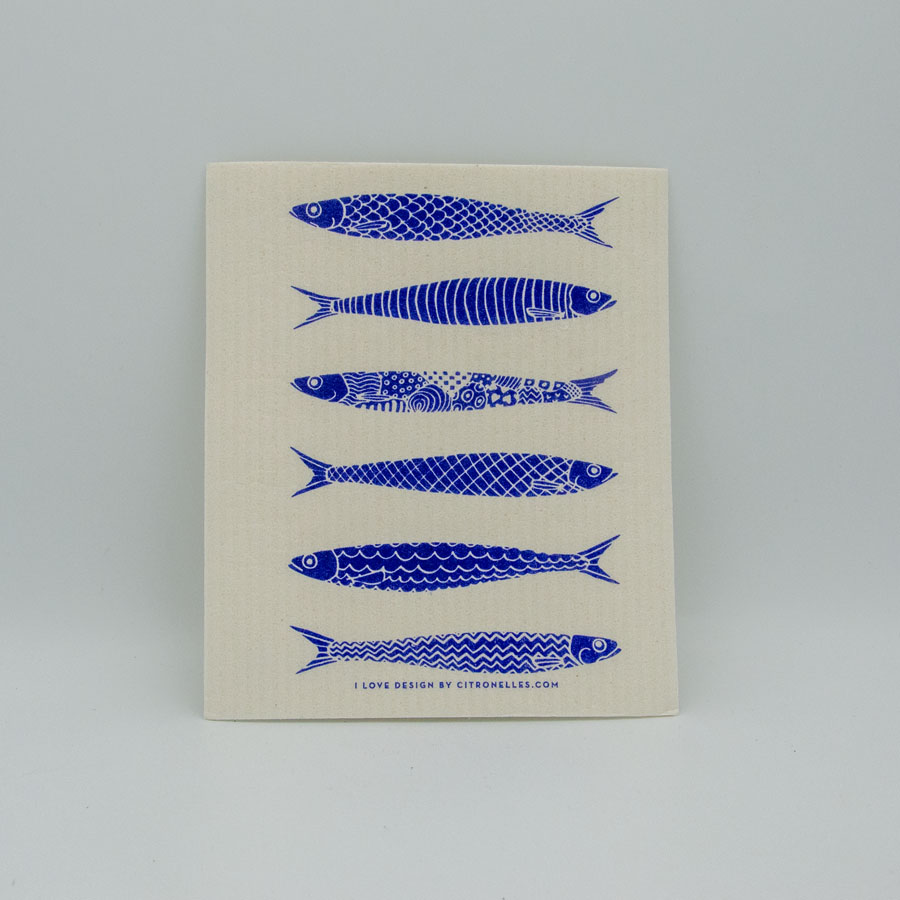 Swedish dishcloth, Blue Fish