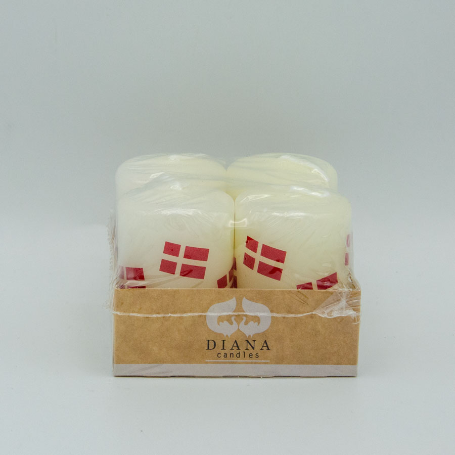 Danish Flag Candles, 4 pck