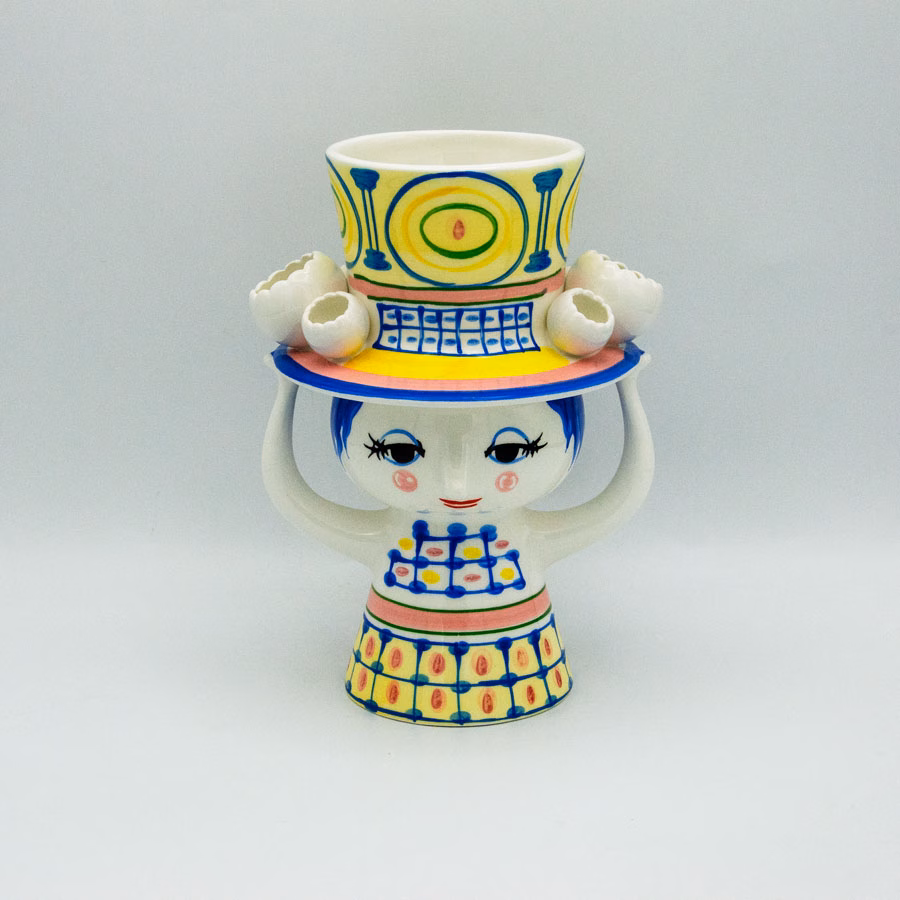 Lady With Hat Vase, blue